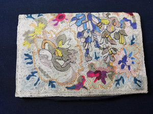 Vintage Clutch Bag Purse Completely Hand Embroidered on Both Sides Floral Flower Embroidery Early 1900's - 1920's Hand Made Original