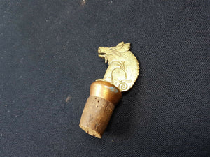 Vintage Bottle Stopper Wild Boar Pig Brass Copper Metal and Cork 1930's Original Novelty Figural