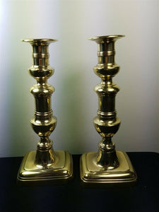 Antique Brass Candlestick Holders 1800's Victorian Original Candle Stick Holder Set Pair of 2
