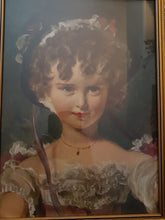 Load image into Gallery viewer, Vintage Sir Thomas Lawrence Miss Murray Portrait Print in Gold Gilt Frame Young Girl
