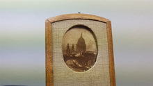 Load image into Gallery viewer, Antique Perpetual Calendar 1908 in Wood Leather Linen &amp; Glass Frame with St Paul&#39;s Cathedral London England Picture Desk Top Edwardian
