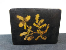 Load image into Gallery viewer, Antique Pen Work Wooden Box Jewelry or Trinket Wood with Acorns and Tree Branch with Acorn Leaves Late 1800&#39;s - Early 1900&#39;s Victorian
