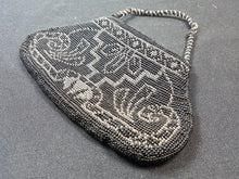 Load image into Gallery viewer, Vintage Beaded Hand Bag Purse Evening Formal Black and Silver Beads 1920&#39;s - 1930&#39;s
