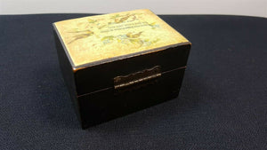 Antique Mauchline Ware Thread Spool Sewing Storage Box Clark and Co Anchor Sewing Thread Victorian 1800's with Birds on Top Wood Wooden