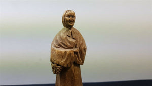 Vintage Lady Carving Figurine Wooden Figure Hand Carved Wood Statue by Paul Emile Caron Sculpture Orillia Ontario Canada Signed and Dated