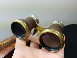 Antique Opera Glasses or Binoculars in Original Leather Case Late 1800's - Early 1900's