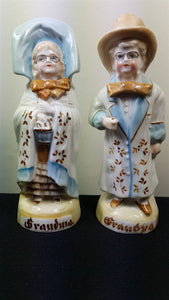 Antique Grandma and Grandpa Figurines Set of 2 Germany German Bisque Porcelain Hand Painted Victorian 1895 Pair