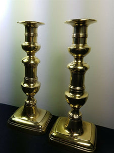 Antique Brass Candlestick Holders 1800's Victorian Original Candle Stick Holder Set Pair of 2