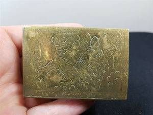 Antique Matchbox Match Box Holder Brass Metal WWI Trench Art  with Mermaid Etching
