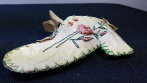 Vintage Pincushion Pin Cushion Ladies Shoe Hand Stitched Hand Made Original Hanging 1920's