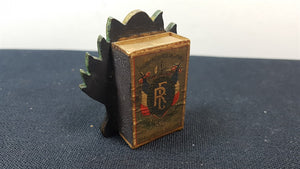 Antique French Matchbox Holder Match Box Hand Painted Wood Flower Basket Wooden Hand Made Original Vintage