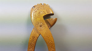 Vintage Nut Cracker Hand Carved Wood Wooden Antique Carving Folk Art Working Nutcracker