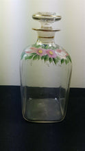 Load image into Gallery viewer, Vintage Glass Decanter Bottle Clear with Hand Painted Flowers 1930&#39;s Original

