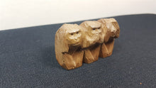 Load image into Gallery viewer, Vintage Three Monkey&#39;s Wood Carving Sculpture Figurine Hand Carved Wooden Hear See Speak No Evil Hand Made Original
