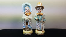Load image into Gallery viewer, Antique Grandma and Grandpa Figurines Set of 2 Germany German Bisque Porcelain Hand Painted Victorian 1895 Pair
