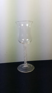 Vintage Wine or Cordial Glass with Twisted White Lattice Stem  Blown Glass Antique