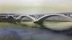 Vintage Bridge Landscape Panoramic Photograph Picture Sepia Black and White Early 1900's -  1930's Original Large Size