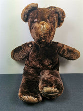 Load image into Gallery viewer, Antique Teddy Bear Real Mink Fur and Leather Hand Made Early 1900&#39;s Original Dark Brown with Brown Leather Eyes Straw Stuffed Animal
