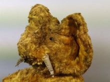 Load image into Gallery viewer, Antique Elephant Teddy Bear Miniature with Glass Eyes Straw Stuffed Animal Golden Brown Early 1900&#39;s Original
