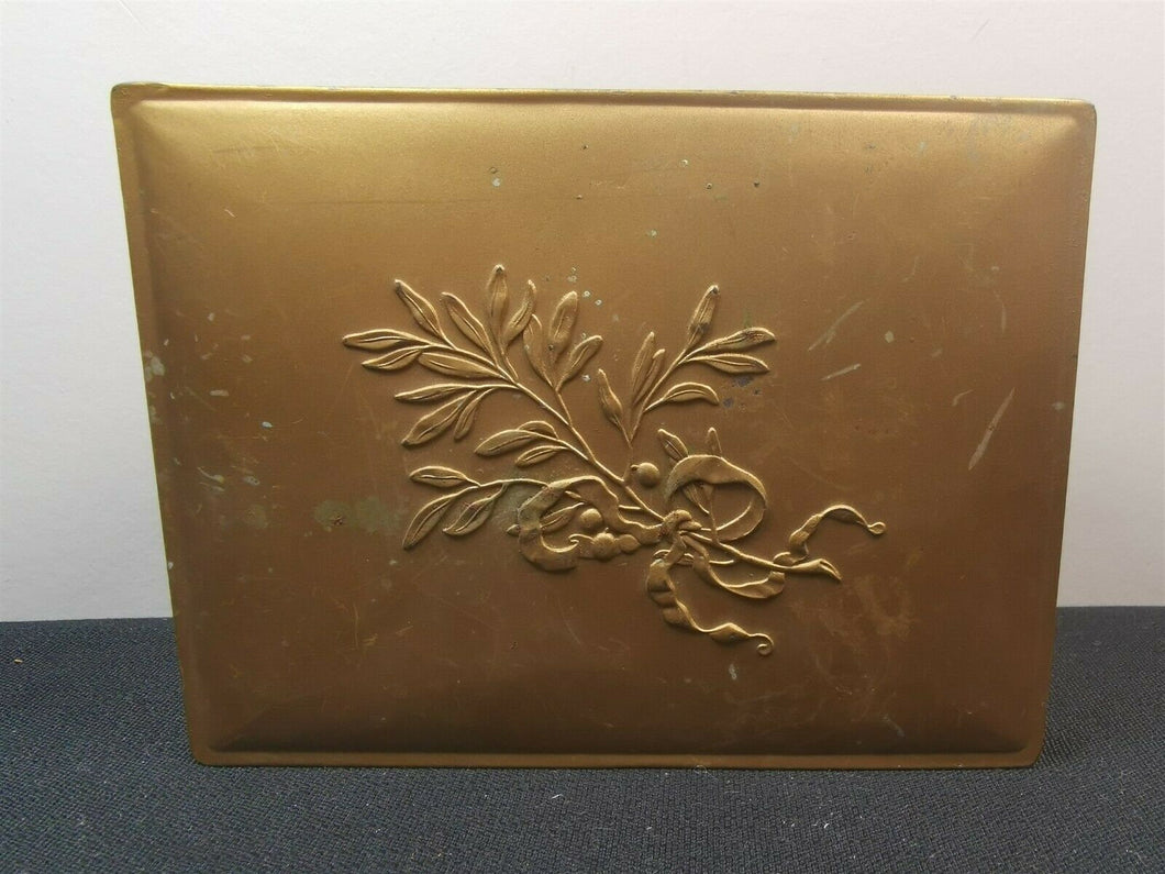 Vintage Chocolates Tin Box Gold Metal with Flower Bouquet Relief Early 1900's Original Carr of England English British Confectionery