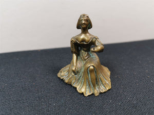 Antique Brass Miniature Lady Figurine Figure 1800's Victorian