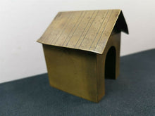 Load image into Gallery viewer, Antique Miniature Doll House Dog House Brass Metal Box with Hinged Top Lid Late 1800&#39;s Original
