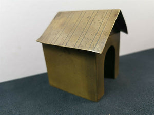 Antique Miniature Doll House Dog House Brass Metal Box with Hinged Top Lid Late 1800's Original