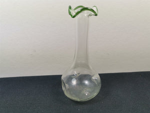 Vintage Glass Posy Flower Vase Clear and Green Pinched Dimple Antique