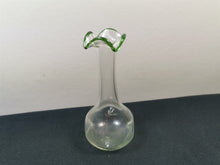 Load image into Gallery viewer, Vintage Glass Posy Flower Vase Clear and Green Pinched Dimple Antique
