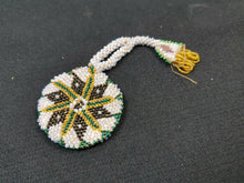 Load image into Gallery viewer, Antique Beaded Sovereign Coin Purse Misers Finger Purse Hand Beaded with Glass Beads Victorian 1800&#39;s White Black Green Yellow Hand Made
