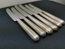 Load image into Gallery viewer, Vintage Silverware Flatware Cutlery Knife Set of 6 Knives Art Deco Silver Handle and Stainless Steel Blades  1920&#39;s - 1930&#39;s
