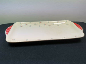 Vintage Art Deco Burleigh Ware Pottery Serving Platter Plate Tray 1920's - 1930's Original Ceramic Hand Painted White Red Grey