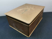 Load image into Gallery viewer, Vintage Chocolates Tin Box Gold Metal with Flower Bouquet Relief Early 1900&#39;s Original Carr of England English British Confectionery
