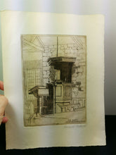 Load image into Gallery viewer, Vintage Etching Engraving Overton Church Lancashire  English Original Art Signed by Artist
