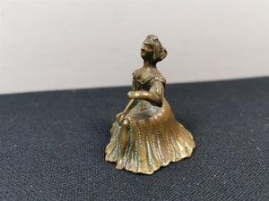Antique Brass Miniature Lady Figurine Figure 1800's Victorian