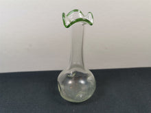 Load image into Gallery viewer, Vintage Glass Posy Flower Vase Clear and Green Pinched Dimple Antique

