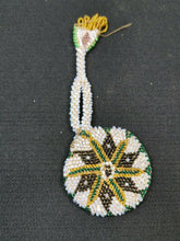 Load image into Gallery viewer, Antique Beaded Sovereign Coin Purse Misers Finger Purse Hand Beaded with Glass Beads Victorian 1800&#39;s White Black Green Yellow Hand Made
