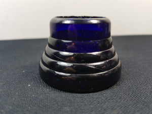 Antique Inkwell Ink Well Holder Cobalt Blue Glass