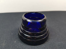 Load image into Gallery viewer, Antique Inkwell Ink Well Holder Cobalt Blue Glass
