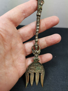 Antique Pickle Fork with Cherub Victorian 1800's Original Silver Plated Ornate