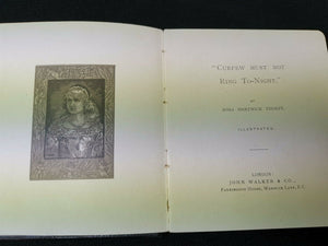 Antique Curfew Must Not Ring Tonight by Rosa Hartwick Thorpe Leather Book Miniature  1880's Original Poem Poetry