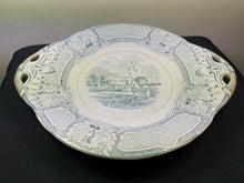 Load image into Gallery viewer, Antique Victorian Serving Platter Plate Dish Blue and White Ceramic Pottery Victorian 1800&#39;s  Round Large Flow Blue Transferware
