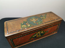 Load image into Gallery viewer, Vintage Tin Metal Box with Bird and Flowers Lithograph 1930&#39;s Original Cracker Box
