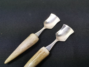 Vintage Deer Antler Horn Silver Plated Spoons Set of 2 EPNS Hand Made Original 1950's Mid Century Made in England