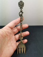 Load image into Gallery viewer, Antique Pickle Fork with Cherub Victorian 1800&#39;s Original Silver Plated Ornate
