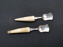 Load image into Gallery viewer, Vintage Deer Antler Horn Silver Plated Spoons Set of 2 EPNS Hand Made Original 1950&#39;s Mid Century Made in England
