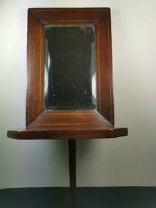Antique Wall Mirror and Shelf Wood Wooden Inlaid with Beveled Glass Vanity or Shaving Victorian Late 1800's- Early 1900's Original