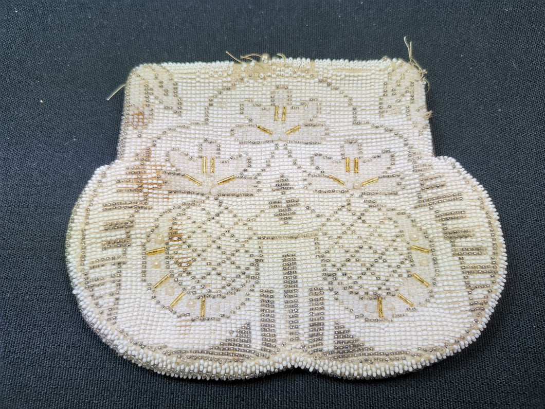 Vintage White Beaded Clutch Bag Purse Early 1900's - 1920's Original with Glass Beads Evening Formal Made in Czechoslovakia