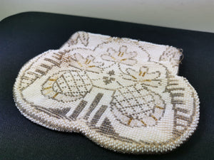 Vintage White Beaded Clutch Bag Purse Early 1900's - 1920's Original with Glass Beads Evening Formal Made in Czechoslovakia