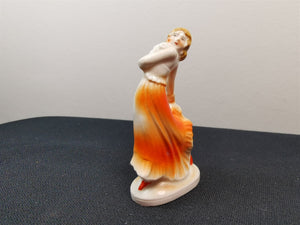 Vintage Flapper Lady Figurine Art Deco Ceramic Pottery 1920's Original